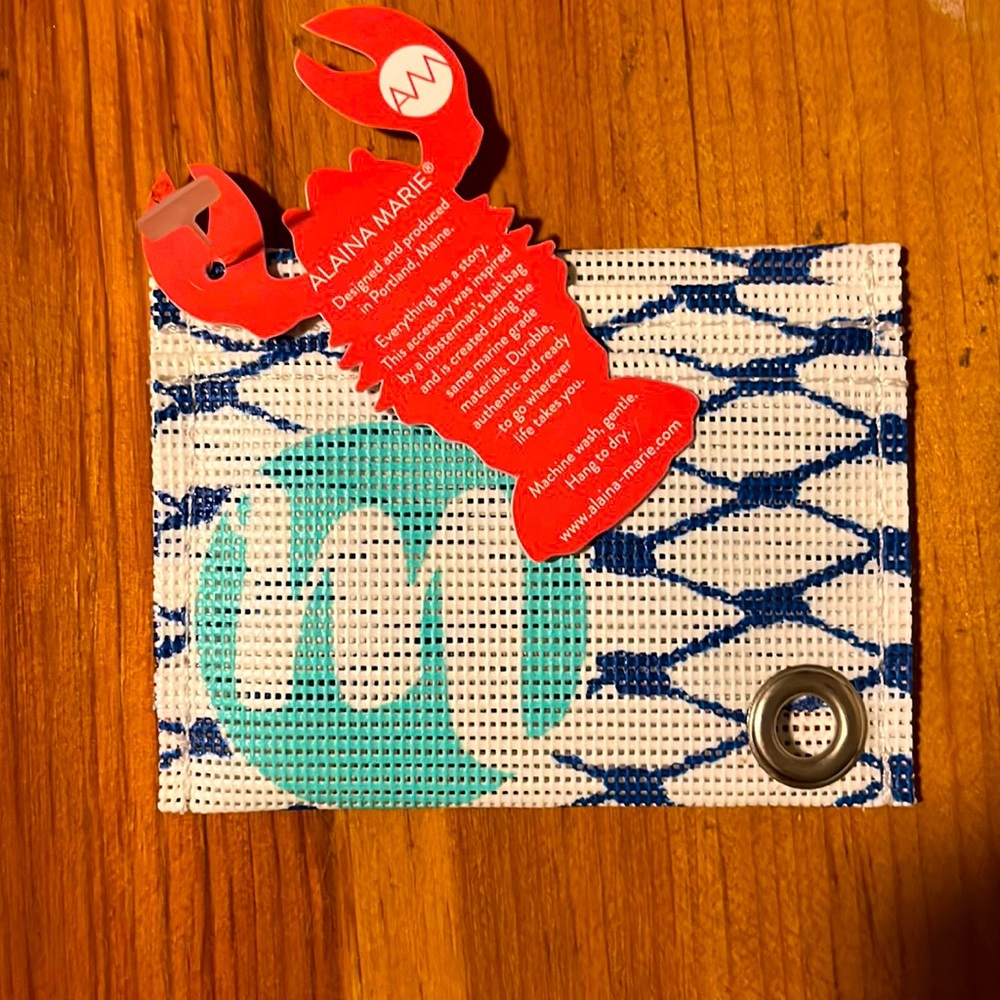 Alaina Marie card sleeve, letter M. New with tags. Handmaid in Portland, Maine